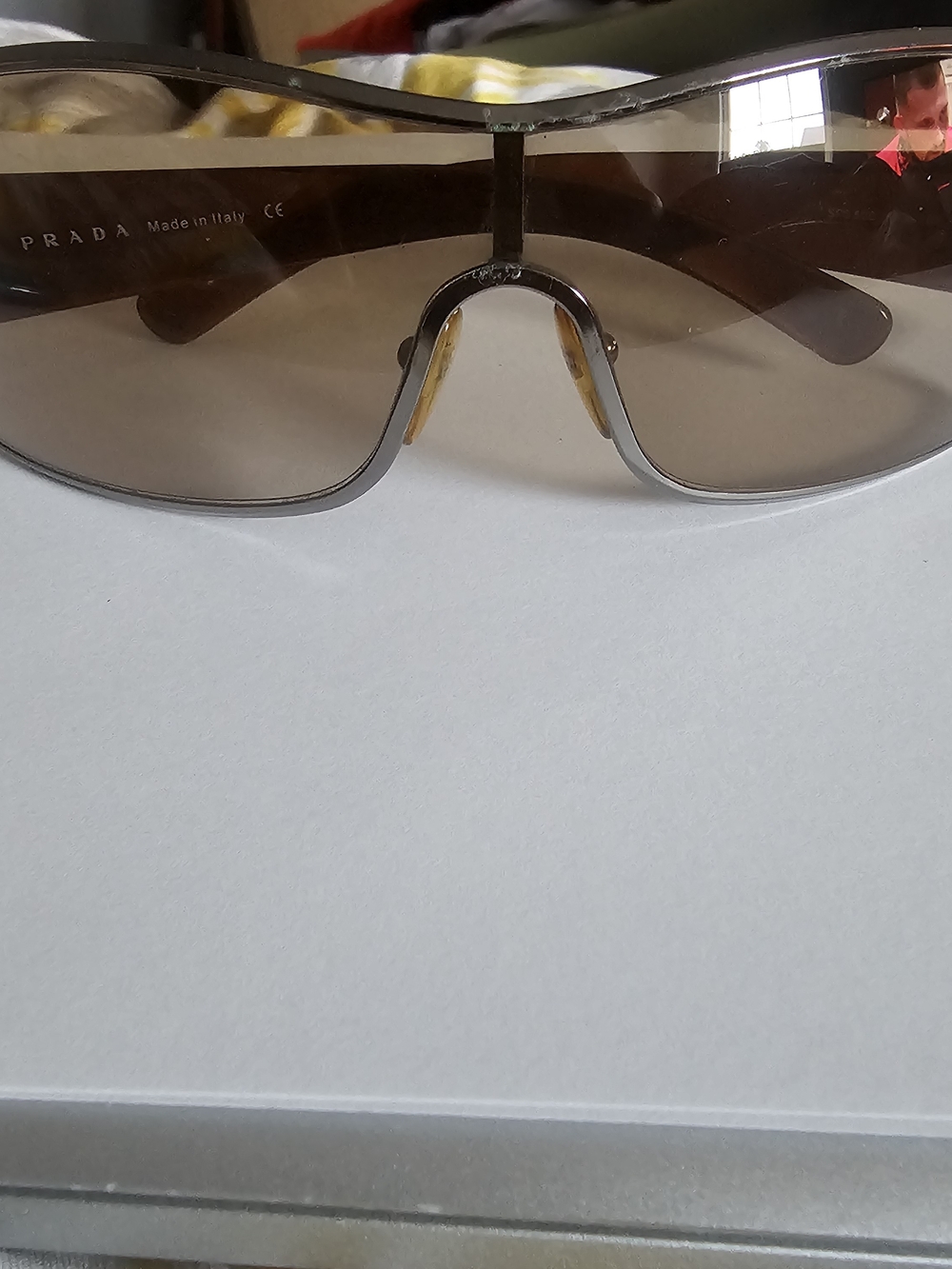 Prada Men’s Smoke Brown Shield Sunglasses